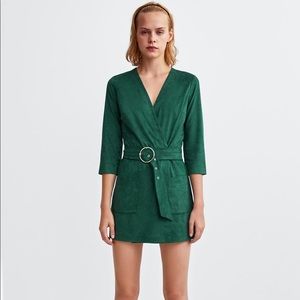 Zara Green Suede Playsuit
